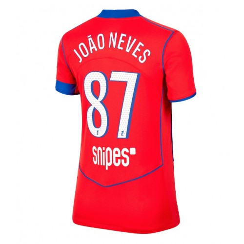 Paris Saint-Germain Joao Neves #87 Alternativní Dres pro Dámy 2025-26 Krátkým Rukávem Paris Saint-Germain Joao Neves #87 Alternativní Dres pro Dámy 2025-26 Krátkým Rukávem