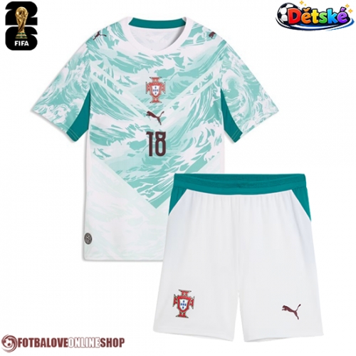 Portugalsko Pedro Neto #18 Venkovní dres komplet pro Děti MS 2026 Krátkým Rukávem (+ Krátké kalhoty)