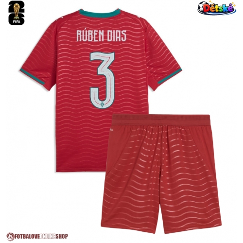 Portugalsko Ruben Dias #3 Domácí dres komplet pro Děti MS 2026 Krátkým Rukávem (+ Krátké kalhoty)