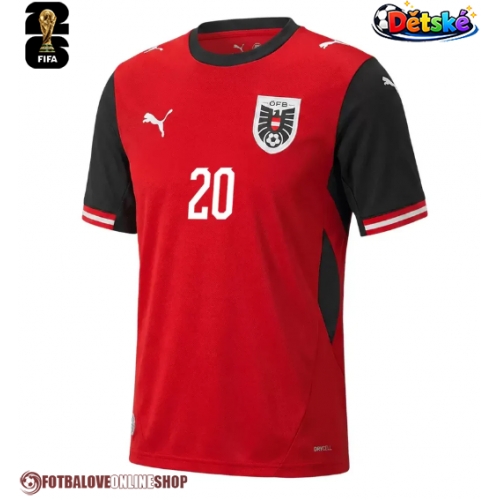 Rakousko Konrad Laimer #20 Domácí dres komplet pro Děti MS 2026 Krátkým Rukávem (+ Krátké kalhoty)