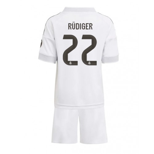 Real Madrid Antonio Rudiger #22 Domácí dres komplet pro Děti 2025-26 Krátkým Rukávem (+ Krátké kalhoty) Real Madrid Antonio Rudiger #22 Domácí dres komplet pro Děti 2025-26 Krátkým Rukávem (+ Krátké kalhoty)