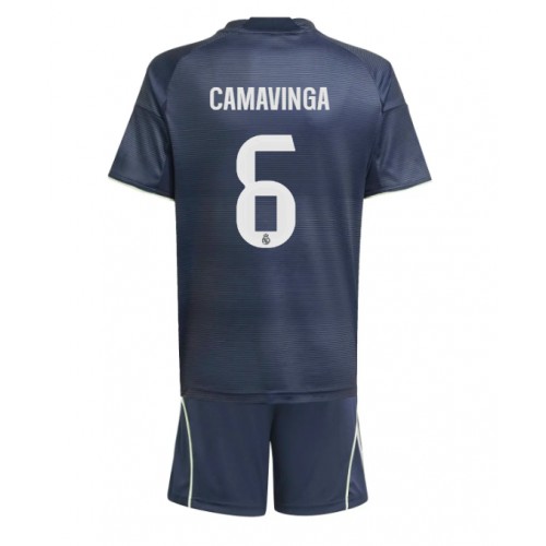 Real Madrid Eduardo Camavinga #6 Venkovní dres komplet pro Děti 2025-26 Krátkým Rukávem (+ Krátké kalhoty) Real Madrid Eduardo Camavinga #6 Venkovní dres komplet pro Děti 2025-26 Krátkým Rukávem (+ Krátké kalhoty)