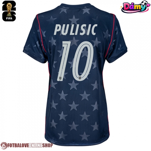 Spojené státy Christian Pulisic #10 Venkovní Dres pro Dámy MS 2026 Krátkým Rukávem