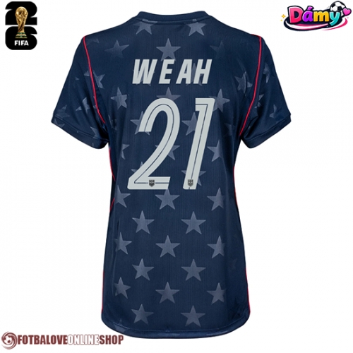 Spojené státy Timothy Weah #21 Venkovní Dres pro Dámy MS 2026 Krátkým Rukávem