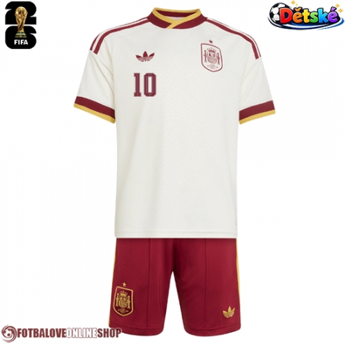 Španělsko Dani Olmo #10 Venkovní dres komplet pro Děti MS 2026 Krátkým Rukávem (+ Krátké kalhoty)