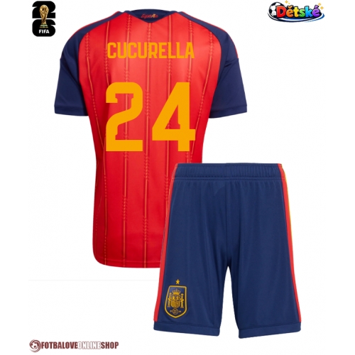 Španělsko Marc Cucurella #24 Domácí dres komplet pro Děti MS 2026 Krátkým Rukávem (+ Krátké kalhoty)