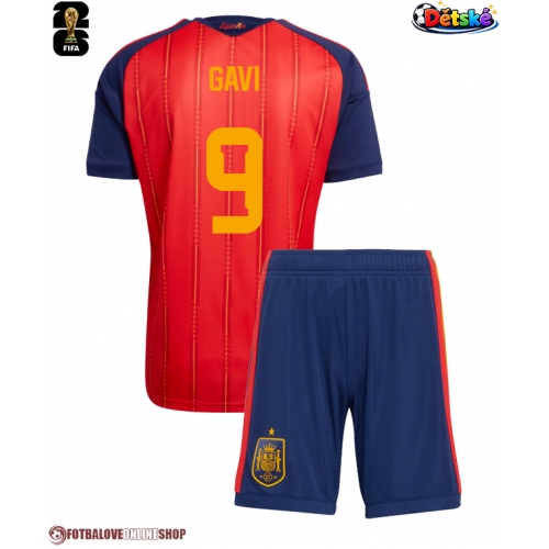 Španělsko Paez Gavi #9 Domácí dres komplet pro Děti MS 2026 Krátkým Rukávem (+ Krátké kalhoty)