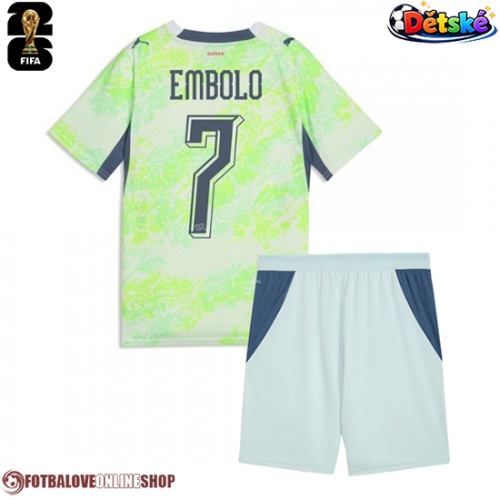 Švýcarsko Breel Embolo #7 Venkovní dres komplet pro Děti MS 2026 Krátkým Rukávem (+ Krátké kalhoty)