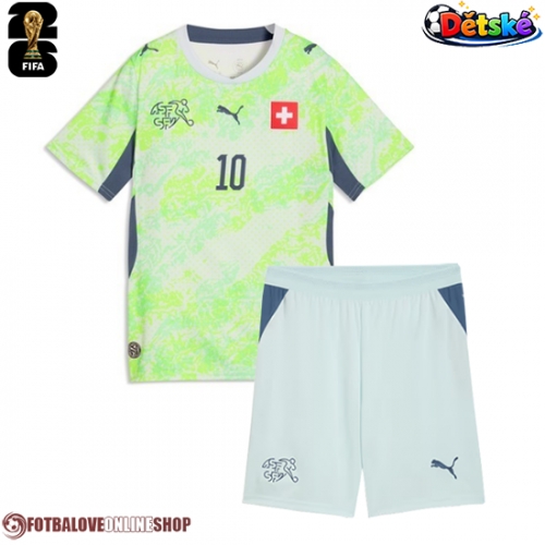 Švýcarsko Granit Xhaka #10 Venkovní dres komplet pro Děti MS 2026 Krátkým Rukávem (+ Krátké kalhoty)