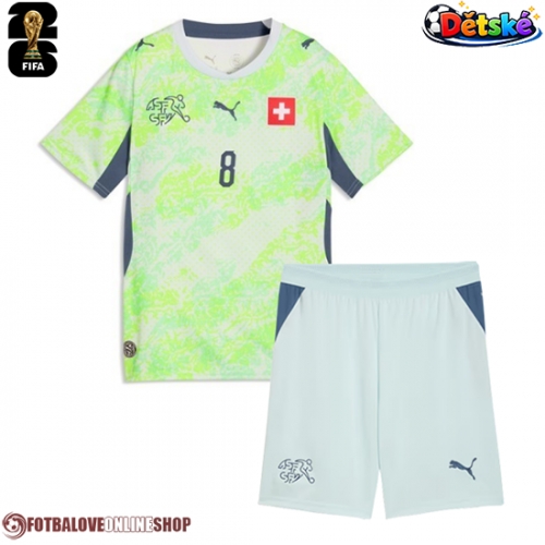 Švýcarsko Remo Freuler #8 Venkovní dres komplet pro Děti MS 2026 Krátkým Rukávem (+ Krátké kalhoty)