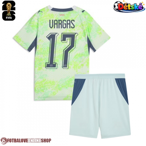 Švýcarsko Ruben Vargas #17 Venkovní dres komplet pro Děti MS 2026 Krátkým Rukávem (+ Krátké kalhoty)